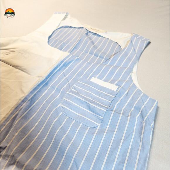 Nice Things Paloma S. Cropped Tank Top White Blue Striped Cotton Women's Size 6 - Picture 3 of 8